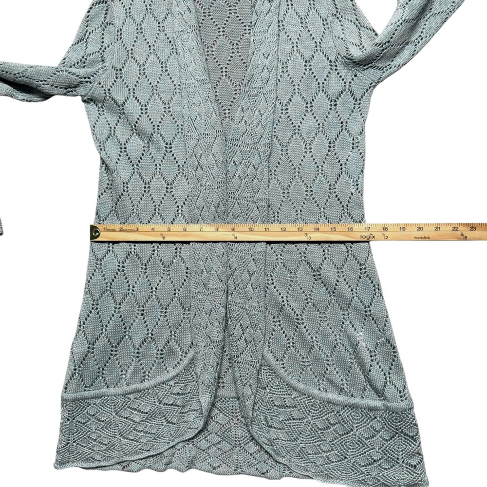 Pendleton Long Open Front Crochet Knit Cardigan S… - image 6